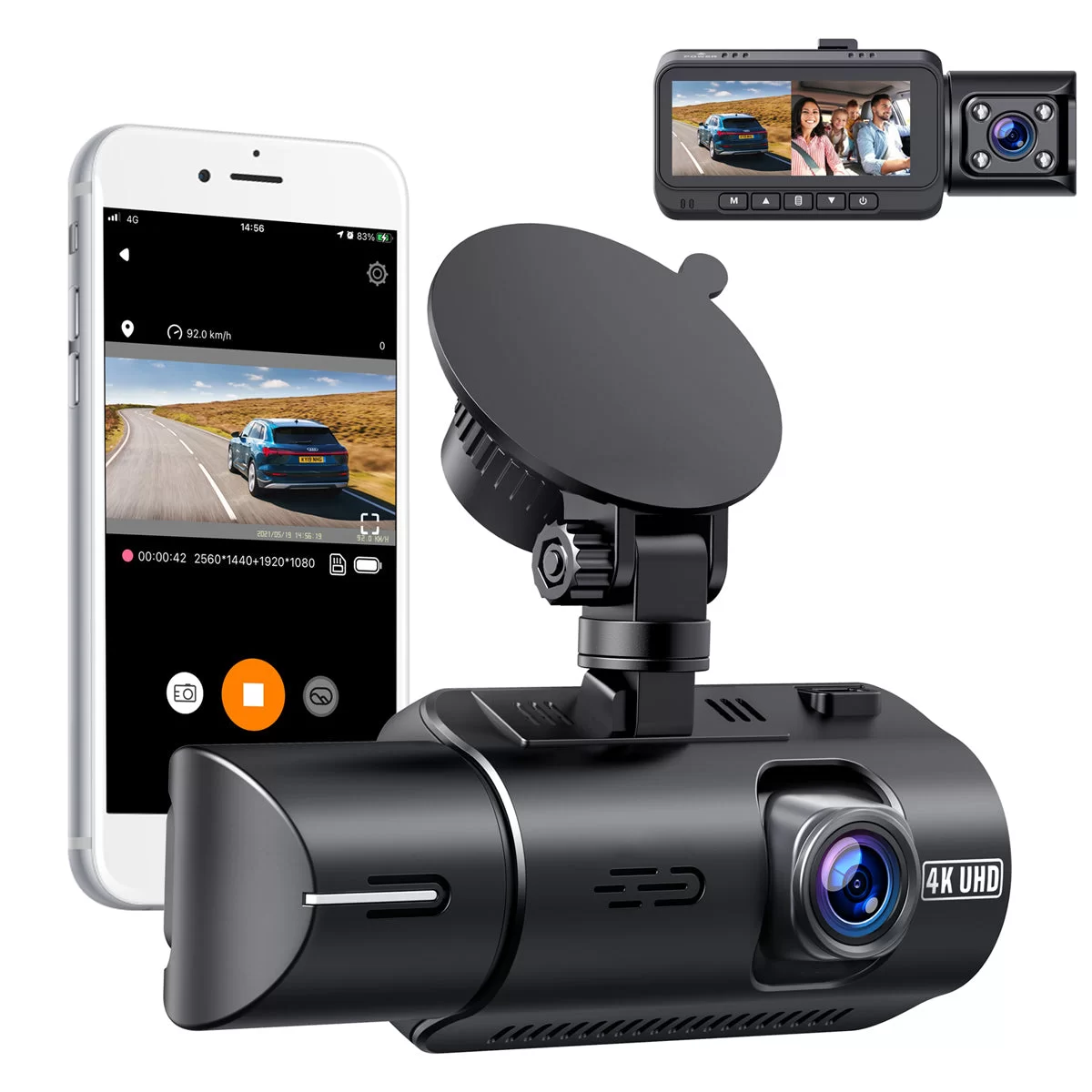 Campark C350 4K+1080P WIFI Front And Rear USB Charging Dash Cam With 3 –  Campark - Focus on Cameras