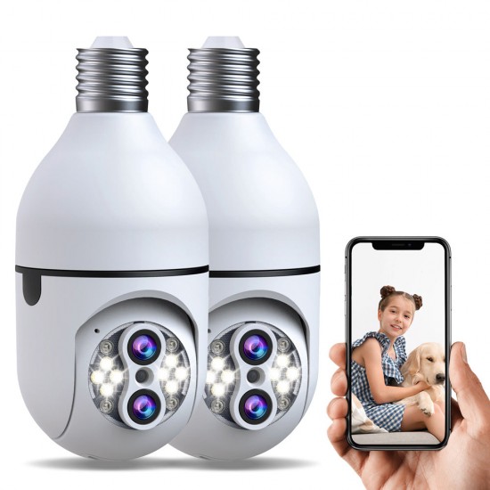 Campark SC11 10 x Hybrid Zoom 2MP Wireless WiFi Light Bulb Security Camera with Sound & Light Alarm, Color Night Vision