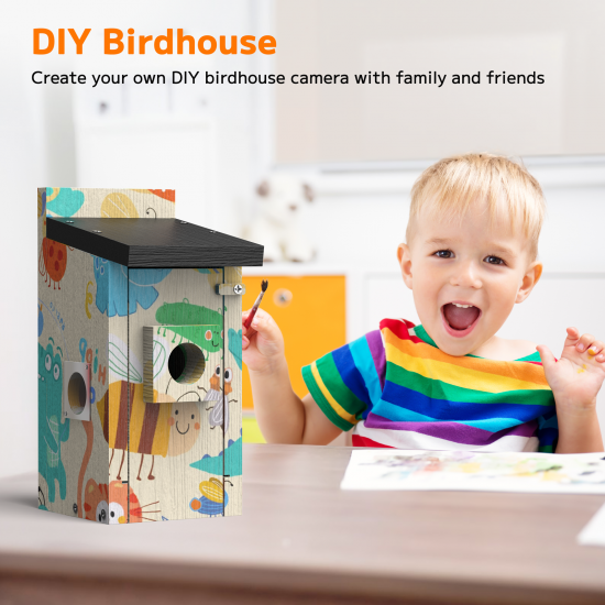 Campark BH10 3MP Smart Wooden Bird House with Camera Two-way Audio Night Vision and Waterproof (Only available in the US)