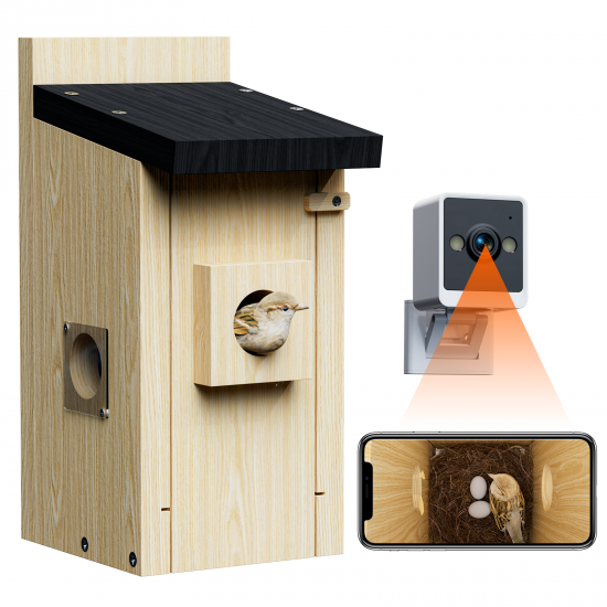 Campark BH10 3MP Smart Wooden Bird House with Camera Two-way Audio Night Vision and Waterproof (Only available in the US)