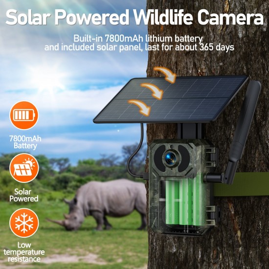 Campark TC25 2K 4G LTE Cellular Trail Camera Solar Power Wildlife Camera with Motion Detection and Instant Notification