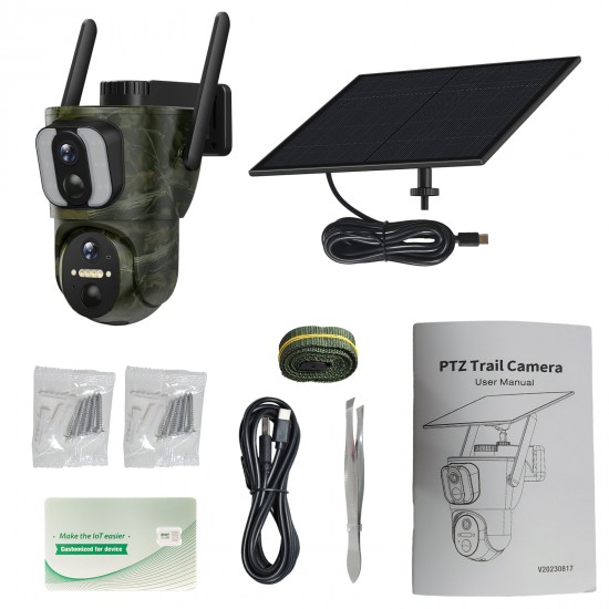 Campark TC26 4G LTE 1080P Dual Lens Trail Camera with Solar Power Panel,Watch in Real Time and No WiFi Limited, PIR Motion Detection