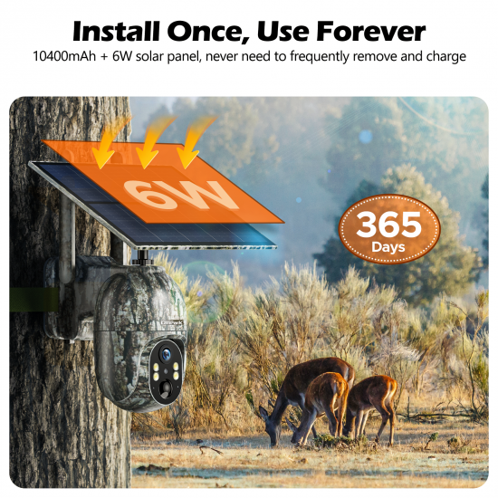 Campark TC27 4G LTE Cellular Trail Camera 2K Wireless Solar Powered Cam with Instant Alert and Color Night Vision