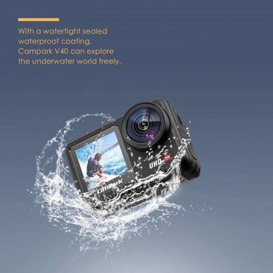 Campark V40 4K/30FPS WiFi Action Camera 20MP Touch Screen 40M Waterproof Camera