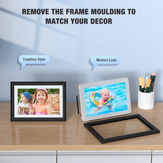 Jeemak PF03 10.1'' IPS Touch Screen Auto-Rotate Digital Wooden Photo Frame