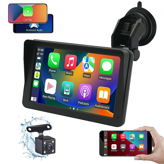 Car Stereo with CarPlay & Android Auto 7" HD 1080P Touchscreen Car Audio System with Rear View Camera Screen Mirroring