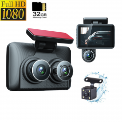3-camera 4'' Dash Cam HD 1080P Infrared Night Vision Car Camera with 32G TF Card 3-camera 4'' Dash Cam HD 1080P Infrared Night Vision Car Camera with 32G TF Card