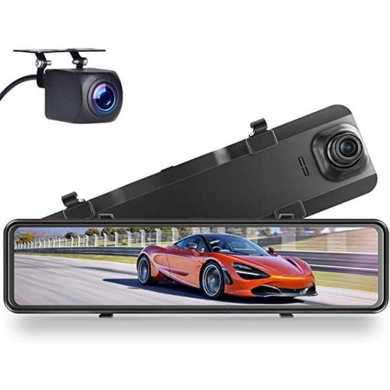 Campark R12 2.5K Mirror Dash Cam for Cars 12 inch GPS Voice Control Rear View Dual Lens Dash Camera   