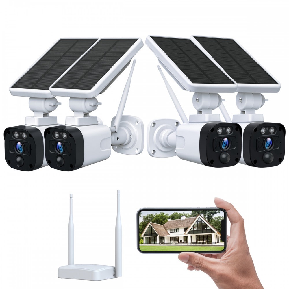 Campark Sc02 3mp Solar Powered Wireless Outdoor Security Camera System With Base Station