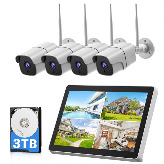 Campark W400 1080P 8CH NVR 4Pcs Wireless Security Camera System With 12 inch LCD Monitor